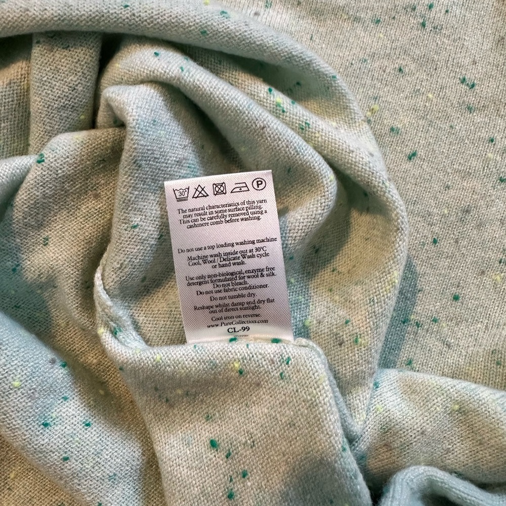 Mint speckled PURE COLLECTION sweater 100% cashmere beautiful scoop neck style - Picture 6 of 6